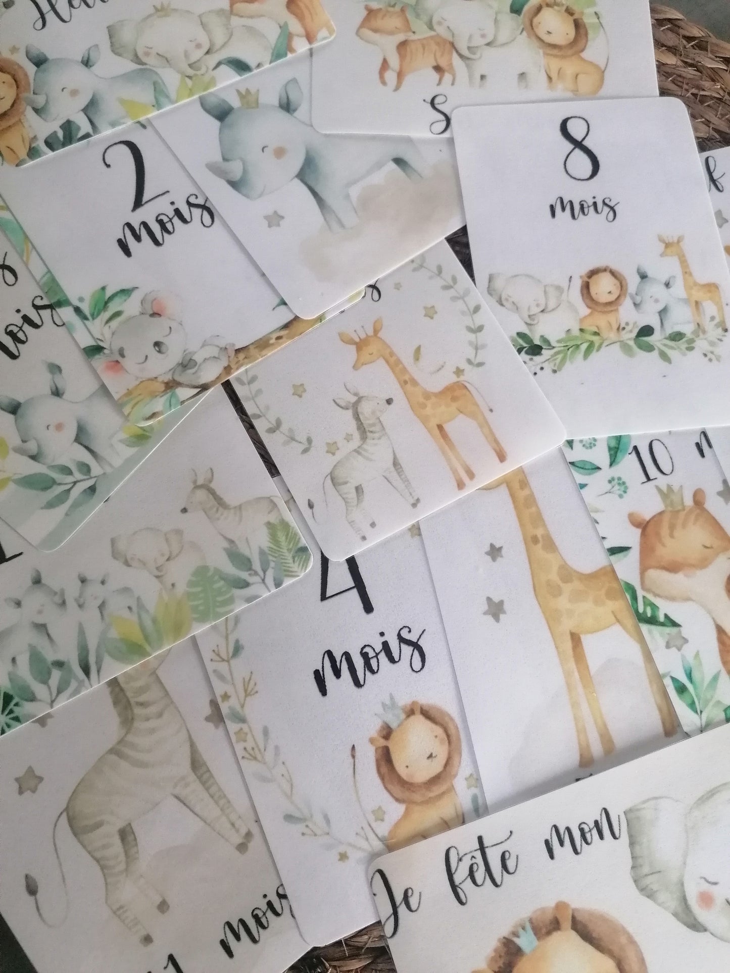 Cartes étapes bébé _ thème SAFARI
