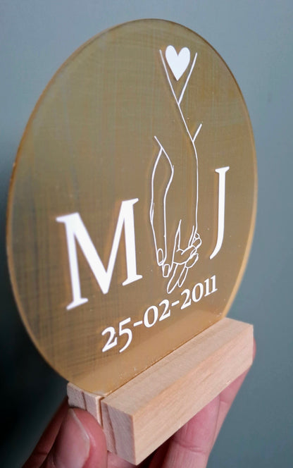 Décoration personnalisée couple – Initiales & date – Cadeau mariage ou anniversaire