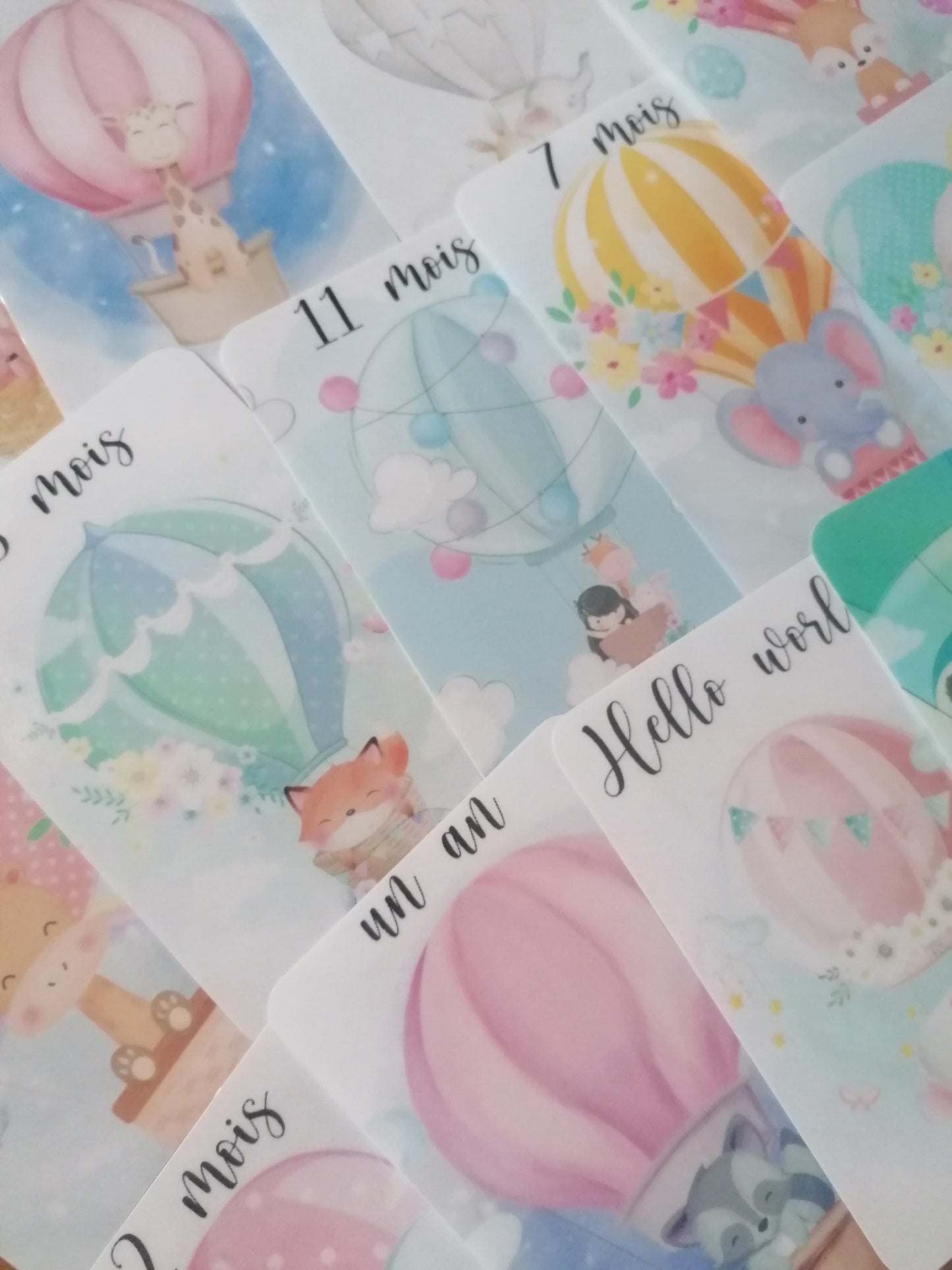 Cartes étapes bébé _ thème Montgolfière fille