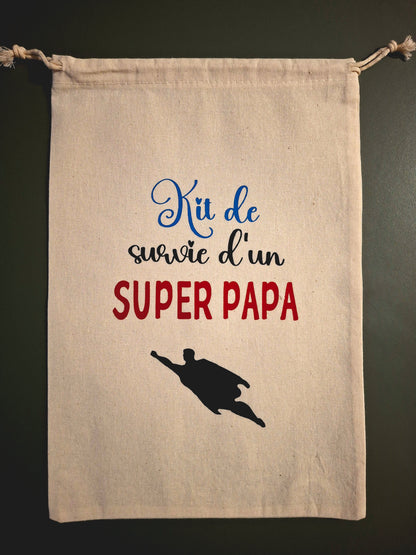 Sac “Kit de survie d’un super papa” – Cadeau original pour papa