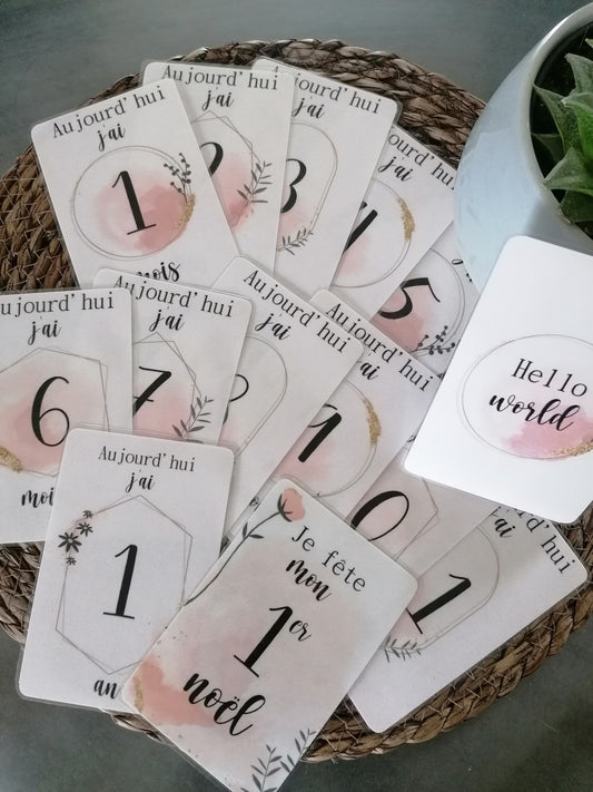 Cartes étapes bébé _ thème CHAMPETRE