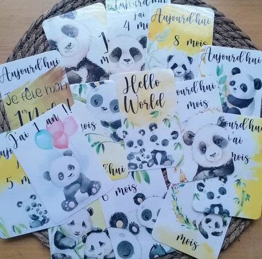 Cartes étapes bébé _ thème PANDA