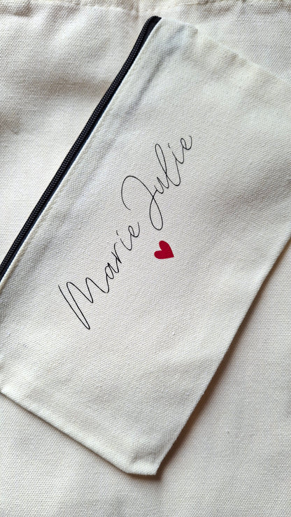 Pochette personnalisée prénom à offrir simple avec cœur