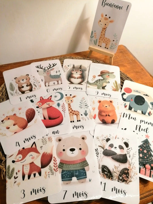 Cartes étapes bébé _ thème ANIMAUX MIGNONS