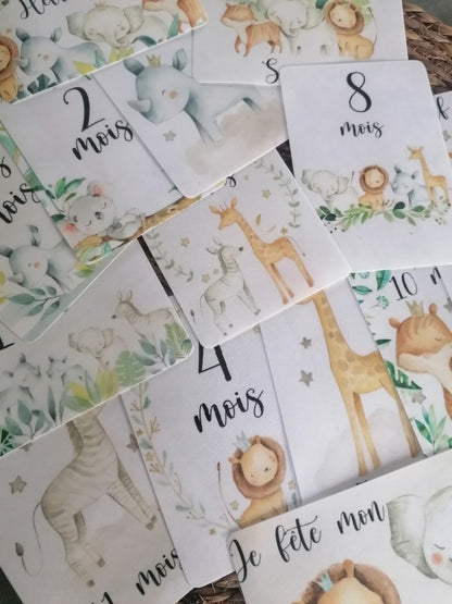 Cartes étapes bébé _ thème SAFARI